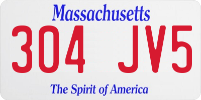 MA license plate 304JV5