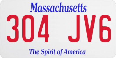 MA license plate 304JV6