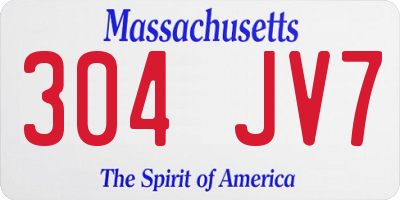 MA license plate 304JV7