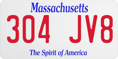 MA license plate 304JV8