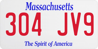 MA license plate 304JV9