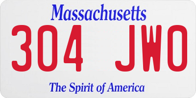 MA license plate 304JW0