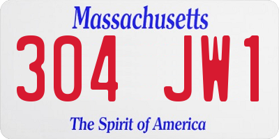 MA license plate 304JW1