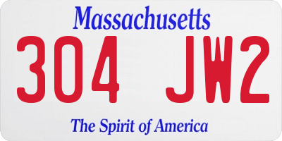 MA license plate 304JW2