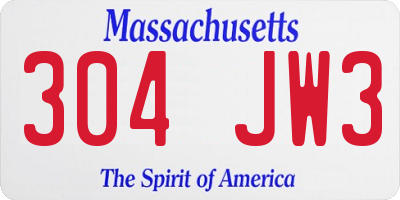 MA license plate 304JW3