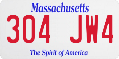 MA license plate 304JW4