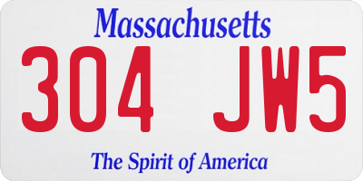 MA license plate 304JW5
