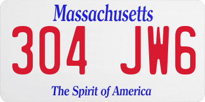 MA license plate 304JW6