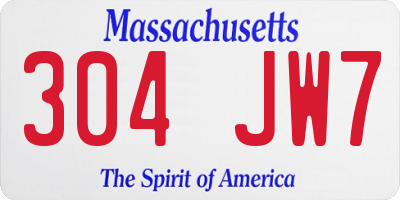 MA license plate 304JW7