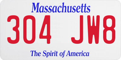 MA license plate 304JW8