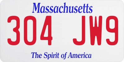 MA license plate 304JW9