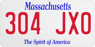 MA license plate 304JX0