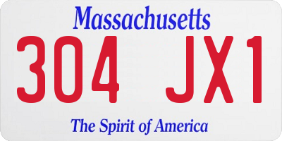 MA license plate 304JX1