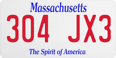 MA license plate 304JX3