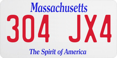 MA license plate 304JX4