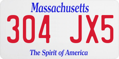 MA license plate 304JX5