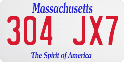 MA license plate 304JX7