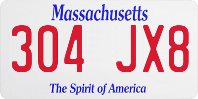 MA license plate 304JX8
