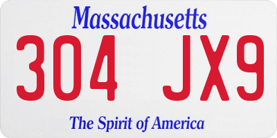 MA license plate 304JX9