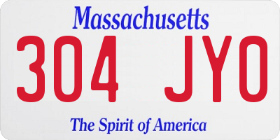 MA license plate 304JY0