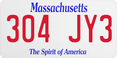 MA license plate 304JY3