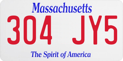 MA license plate 304JY5