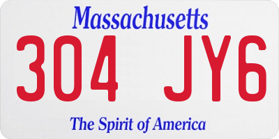MA license plate 304JY6