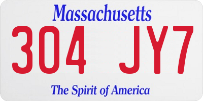 MA license plate 304JY7