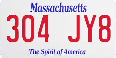 MA license plate 304JY8