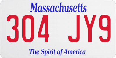 MA license plate 304JY9