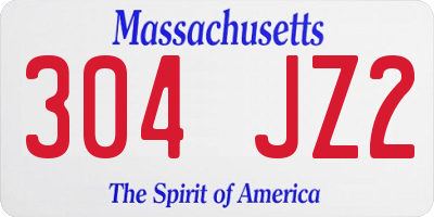 MA license plate 304JZ2