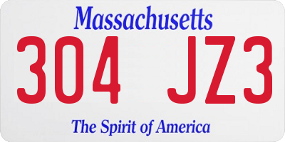 MA license plate 304JZ3