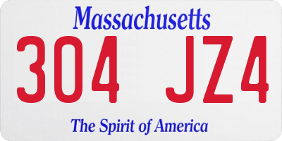 MA license plate 304JZ4