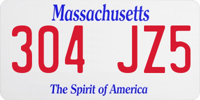 MA license plate 304JZ5