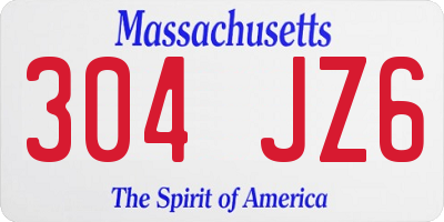 MA license plate 304JZ6