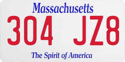 MA license plate 304JZ8