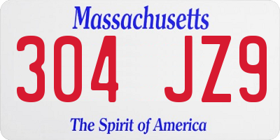 MA license plate 304JZ9