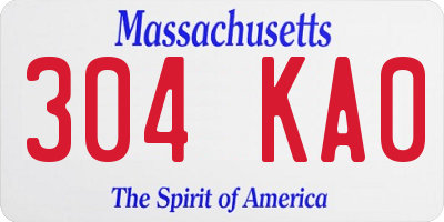 MA license plate 304KA0