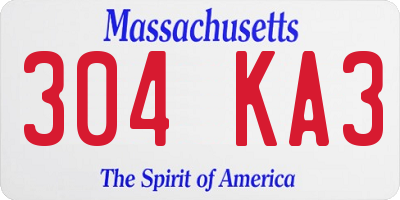 MA license plate 304KA3