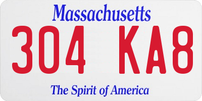MA license plate 304KA8