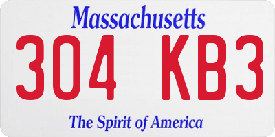 MA license plate 304KB3