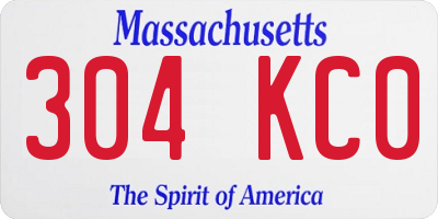 MA license plate 304KC0