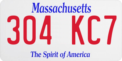 MA license plate 304KC7