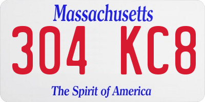 MA license plate 304KC8