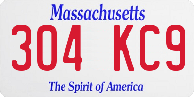 MA license plate 304KC9