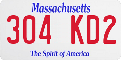 MA license plate 304KD2