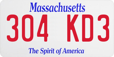 MA license plate 304KD3