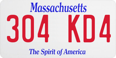 MA license plate 304KD4