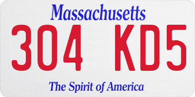 MA license plate 304KD5
