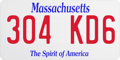 MA license plate 304KD6